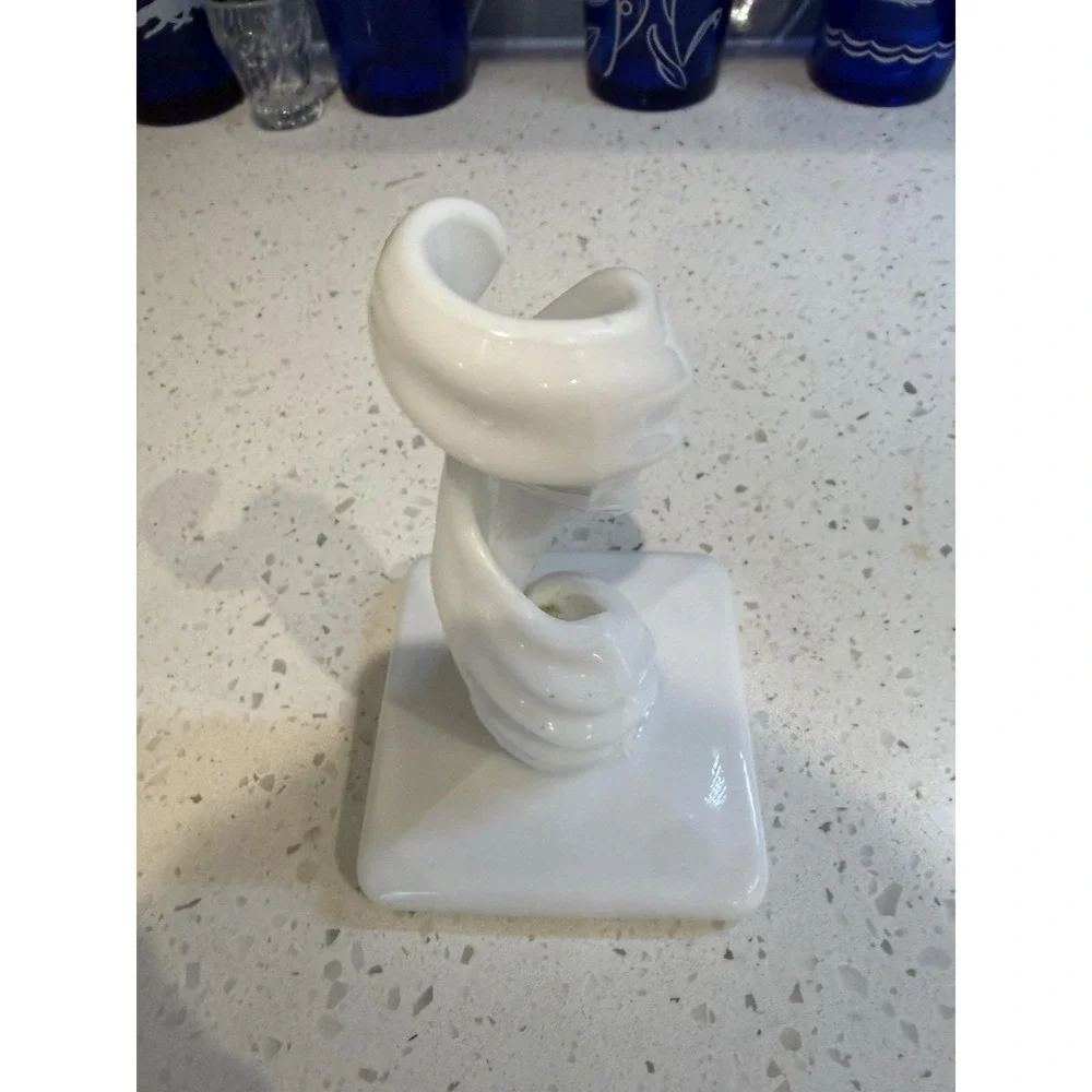 Westmoreland Milk Glass Lotus Spiral Candle Stick Holder Mid Century